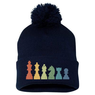 Funny Chess Pieces Board Gift Game Lover Player Themed Chess Gift 9 Pom Pom 12in Knit Beanie