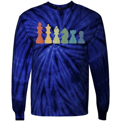 Funny Chess Pieces Board Gift Game Lover Player Themed Chess Gift 9 Tie-Dye Long Sleeve Shirt