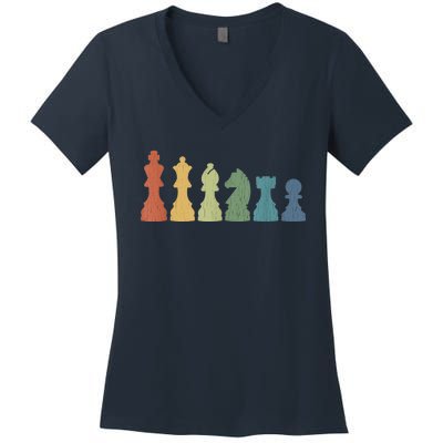 Funny Chess Pieces Board Gift Game Lover Player Themed Chess Gift 9 Women's V-Neck T-Shirt