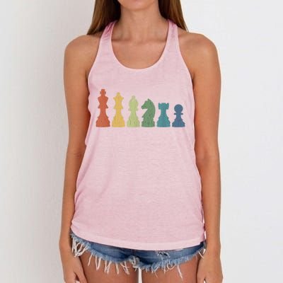 Funny Chess Pieces Board Gift Game Lover Player Themed Chess Gift 9 Women's Knotted Racerback Tank