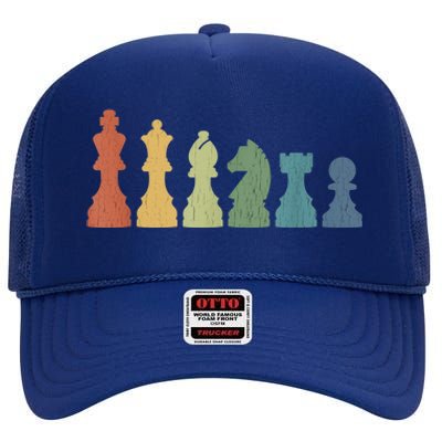 Funny Chess Pieces Board Gift Game Lover Player Themed Chess Gift 9 High Crown Mesh Back Trucker Hat