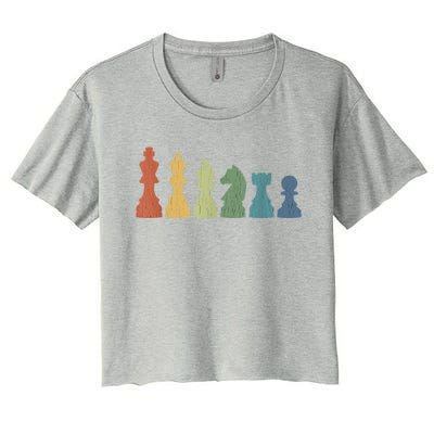 Funny Chess Pieces Board Gift Game Lover Player Themed Chess Gift 9 Women's Crop Top Tee