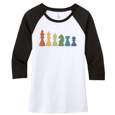 Funny Chess Pieces Board Gift Game Lover Player Themed Chess Gift 9 Women's Tri-Blend 3/4-Sleeve Raglan Shirt