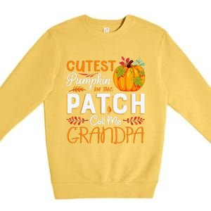 Funny Cutest Pumpkin In The Patch Call Me Grandpa Halloween Gift Premium Crewneck Sweatshirt