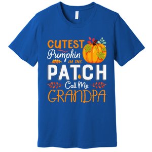 Funny Cutest Pumpkin In The Patch Call Me Grandpa Halloween Gift Premium T-Shirt