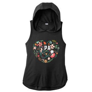 Floral Cute Pa Stethoscope Physician Assistant Appreciation Gift Ladies PosiCharge Tri-Blend Wicking Draft Hoodie Tank