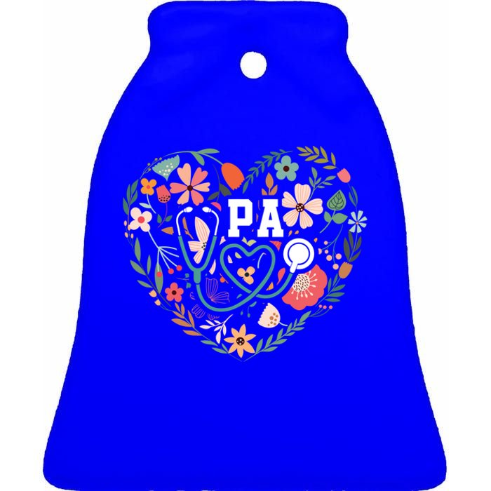 Floral Cute Pa Stethoscope Physician Assistant Appreciation Gift Ceramic Bell Ornament