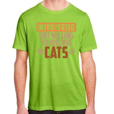 Funny Cat Paws Introverted But Willing To Discuss Cats Adult ChromaSoft Performance T-Shirt