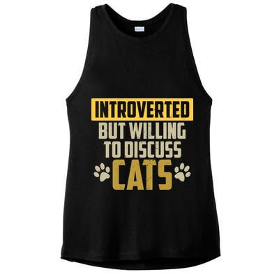 Funny Cat Paws Introverted But Willing To Discuss Cats Ladies PosiCharge Tri-Blend Wicking Tank