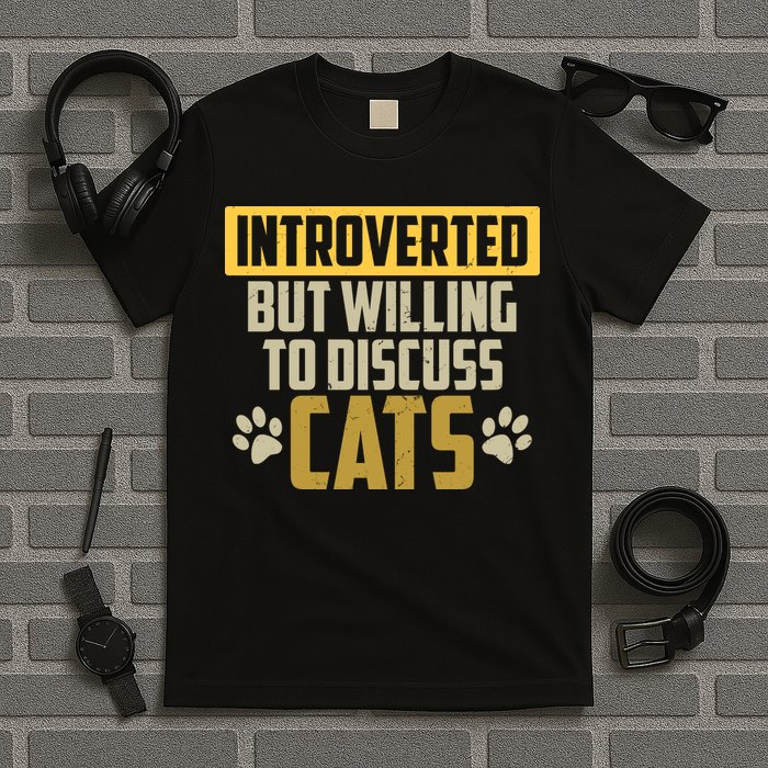 Funny Cat Paws Introverted But Willing To Discuss Cats T-Shirt
