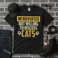 Funny Cat Paws Introverted But Willing To Discuss Cats Tall T-Shirt