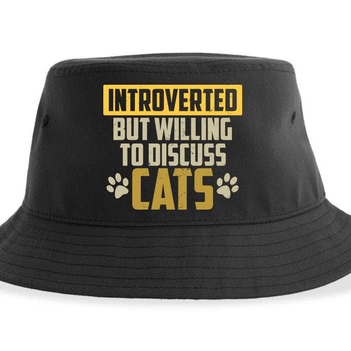 Funny Cat Paws Introverted But Willing To Discuss Cats Sustainable Bucket Hat