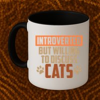 Funny Cat Paws Introverted But Willing To Discuss Cats Mug