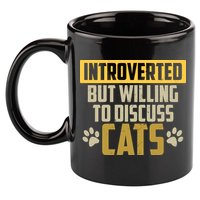 Funny Cat Paws Introverted But Willing To Discuss Cats 11oz C Handle Ceramic Mug