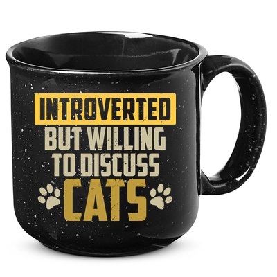Funny Cat Paws Introverted But Willing To Discuss Cats 15oz Campfire Ceramic Mug