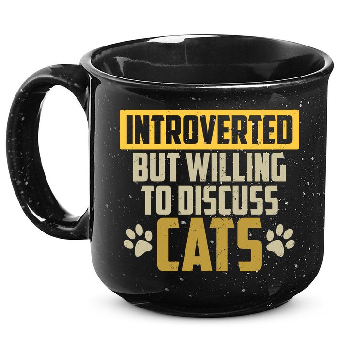 Funny Cat Paws Introverted But Willing To Discuss Cats 15oz Campfire Ceramic Mug