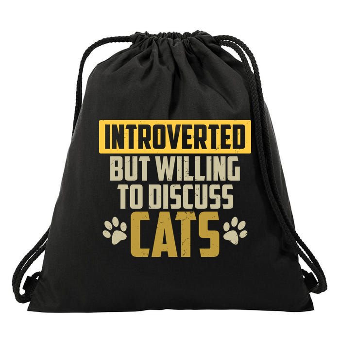 Funny Cat Paws Introverted But Willing To Discuss Cats Drawstring Bag