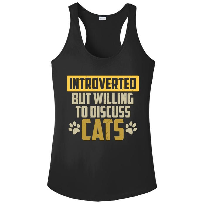 Funny Cat Paws Introverted But Willing To Discuss Cats Ladies PosiCharge Competitor Racerback Tank