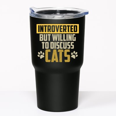 Funny Cat Paws Introverted But Willing To Discuss Cats Tumbler