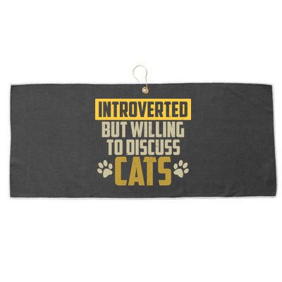Funny Cat Paws Introverted But Willing To Discuss Cats Large Microfiber Waffle Golf Towel