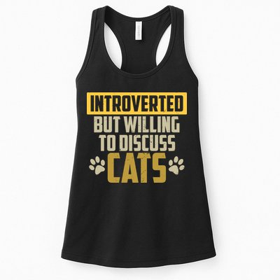 Funny Cat Paws Introverted But Willing To Discuss Cats Womens Tank Top