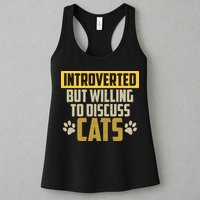 Funny Cat Paws Introverted But Willing To Discuss Cats Womens Tank Top