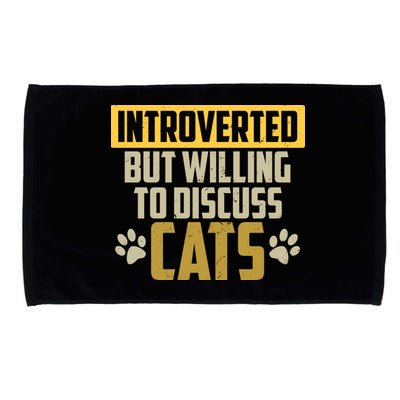 Funny Cat Paws Introverted But Willing To Discuss Cats Microfiber Hand Towel