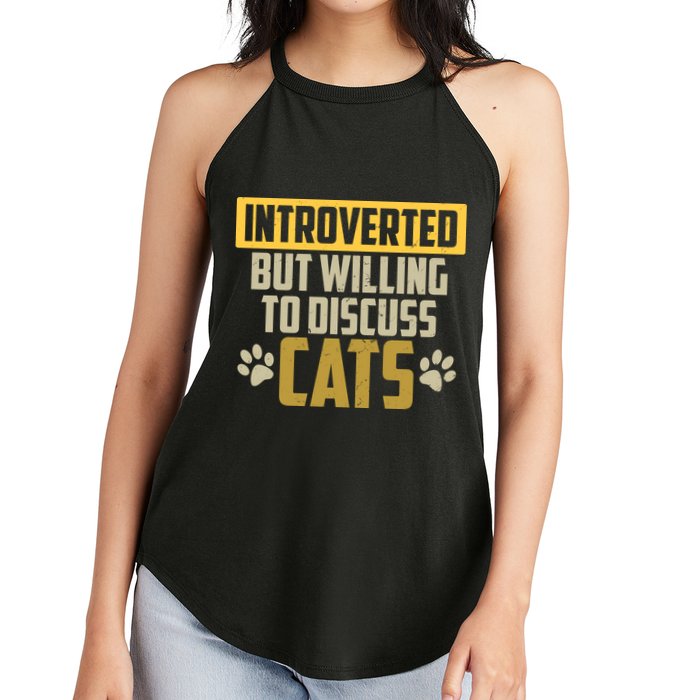 Funny Cat Paws Introverted But Willing To Discuss Cats Women's Perfect Tri Rocker Tank