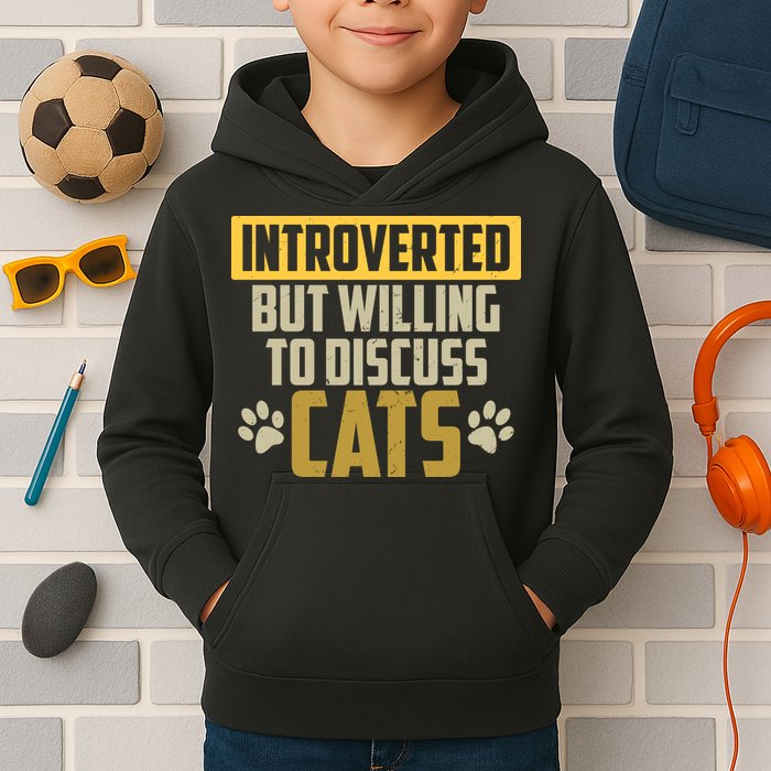 Funny Cat Paws Introverted But Willing To Discuss Cats Kids Hoodie