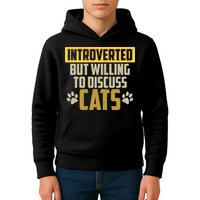 Funny Cat Paws Introverted But Willing To Discuss Cats Kids Hoodie