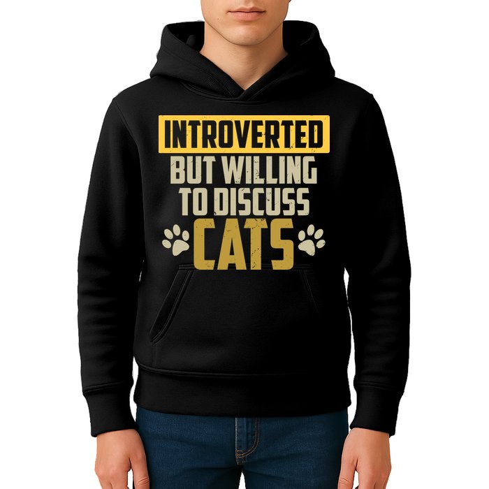 Funny Cat Paws Introverted But Willing To Discuss Cats Kids Hoodie