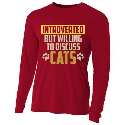 Funny Cat Paws Introverted But Willing To Discuss Cats Cooling Performance Long Sleeve Crew