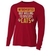 Funny Cat Paws Introverted But Willing To Discuss Cats Cooling Performance Long Sleeve Crew