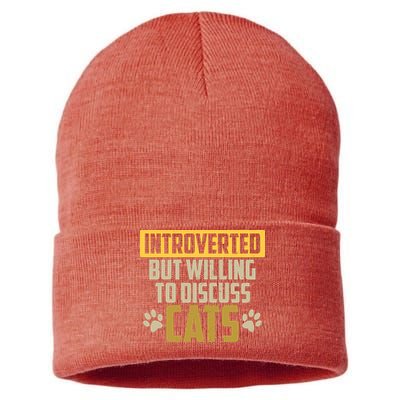Funny Cat Paws Introverted But Willing To Discuss Cats Sustainable Knit Beanie