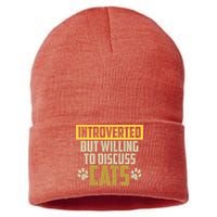 Funny Cat Paws Introverted But Willing To Discuss Cats Sustainable Knit Beanie