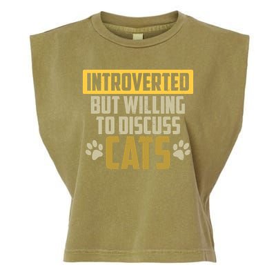 Funny Cat Paws Introverted But Willing To Discuss Cats Garment-Dyed Women's Muscle Tee