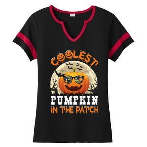 Funny Coolest Pumpkin In The Patch Halloween Graphic Gift Ladies Halftime Notch Neck Tee