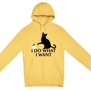 Funny Cat Personality Gift I Do What I Want Cute Gift Premium Pullover Hoodie