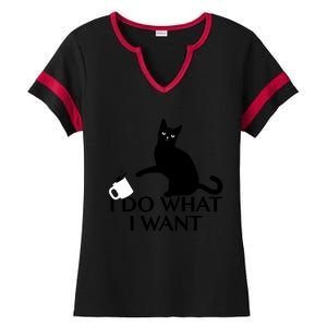 Funny Cat Personality Gift I Do What I Want Cute Gift Ladies Halftime Notch Neck Tee