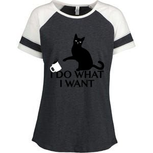 Funny Cat Personality Gift I Do What I Want Cute Gift Enza Ladies Jersey Colorblock Tee