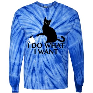 Funny Cat Personality Gift I Do What I Want Cute Gift Tie-Dye Long Sleeve Shirt