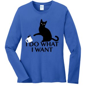 Funny Cat Personality Gift I Do What I Want Cute Gift Ladies Long Sleeve Shirt