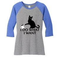 Funny Cat Personality Gift I Do What I Want Cute Gift Women's Tri-Blend 3/4-Sleeve Raglan Shirt