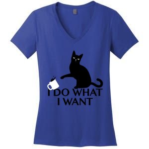 Funny Cat Personality Gift I Do What I Want Cute Gift Women's V-Neck T-Shirt