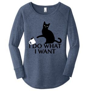 Funny Cat Personality Gift I Do What I Want Cute Gift Women's Perfect Tri Tunic Long Sleeve Shirt