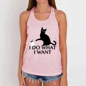 Funny Cat Personality Gift I Do What I Want Cute Gift Women's Knotted Racerback Tank