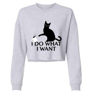 Funny Cat Personality Gift I Do What I Want Cute Gift Cropped Pullover Crew