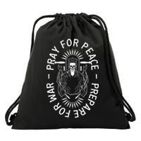 Funny Christian Pray For Peace Prepare For War Drawstring Bag