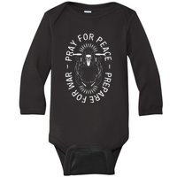 Funny Christian Pray For Peace Prepare For War Baby Long Sleeve Bodysuit