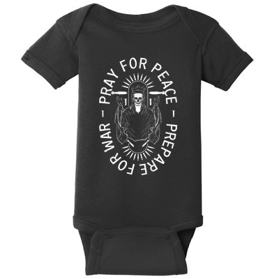 Funny Christian Pray For Peace Prepare For War Baby Bodysuit